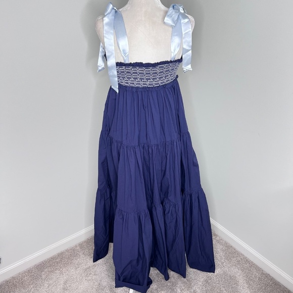 Free People Bluebell Maxi Smocked Sun Dress Tie Strap S - Picture 5 of 8